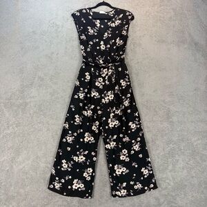Sienna Sky Black Floral Sleeveless Tie-Waist Jumpsuit